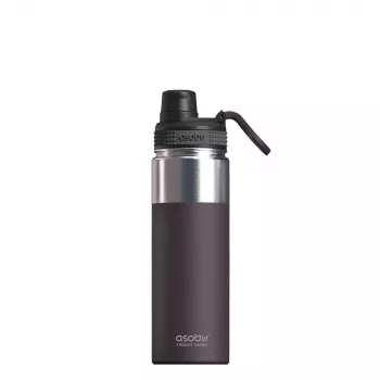 Thermoflasche asobu Alpine Flask Hiking 530 ml Edelstahl Burgunderrot, 235 mm Höhe, 7,6 cm Durchmesser