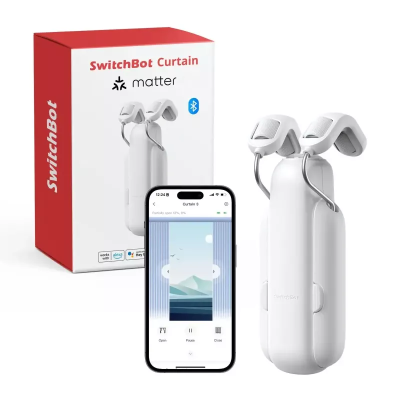 SwitchBot W2400000R – intelligenter Vorhangmotor für U-Schiene (EU & UK) – batteriebetrieben, USB-C, 15 kg Schubkraft