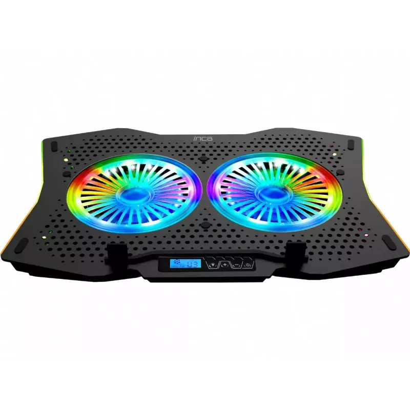 Laptop-Kühlpad INCA INC-606TGS für Bildschirme bis 45,7 cm (18 Zoll), 2 Lüfter 11,5 cm, USB-betrieben, schwarz