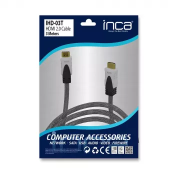 HDMI-Kabel Inca IHD-03T 3 m HDMI Typ A Stecker auf Stecker Grau