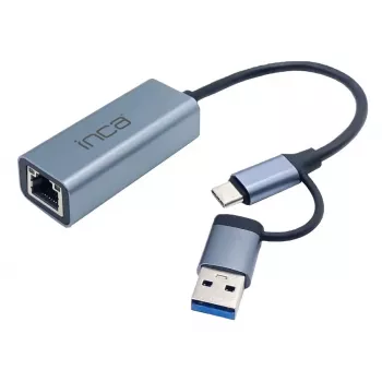 USB Hub Inca IUTP-01TX Type-A Type-C Gigabit Ethernet Blau