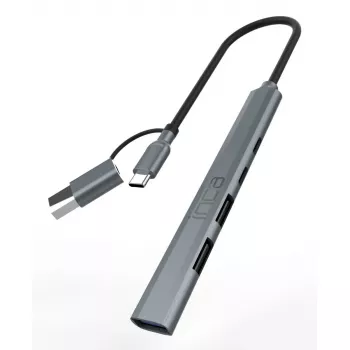USB Hub Inca IUTP-06TX Typ-A Typ-C 5000 Mbit/s Grau