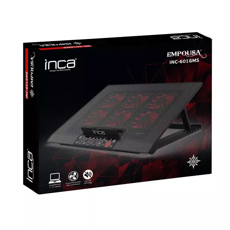 Laptop-Kühlpad Inca INC-601GMS 43,2 cm 6 Lüfter USB Schwarz