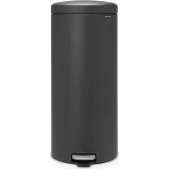 Abfalleimer BRABANTIA NewIcon 30 L — Mineral Infinite Grau, pedalbetriebener Edelstahlbehälter