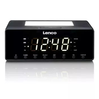 Uhrenradio Lenco CR540BK – FM-Wecker, 1,2-Zoll-LED-Anzeige, dimmbares Nachtlicht, USB-Ladefunktion, Stereolautsprecher