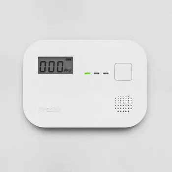Kohlenmonoxidmelder Alecto COA3910 — elektrochemischer CO-Sensor, batteriebetrieben, weiß, 110×78×37 mm