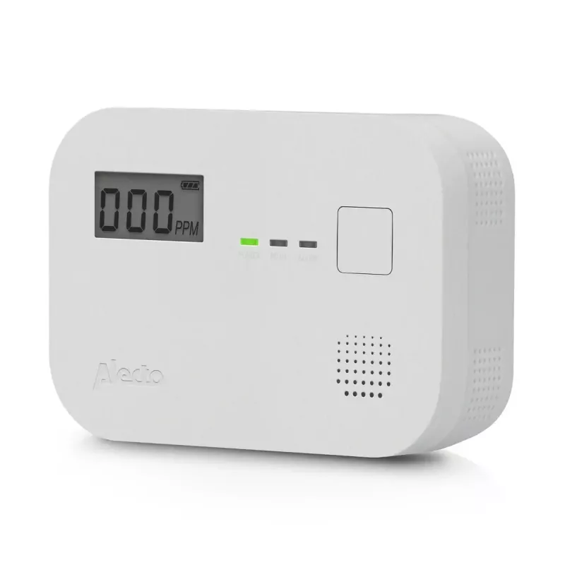Kohlenmonoxidmelder Alecto COA3910 — elektrochemischer CO-Sensor, batteriebetrieben, weiß, 110×78×37 mm
