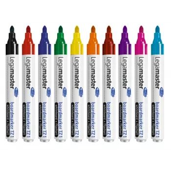 Boardmarker-Set Legamaster TZ 1 — sortiert 10 Stück, Schreibfarben: Schwarz, Blau, Braun, Grün, Marineblau, Orange, Pink, Rot, Violett, Gelb