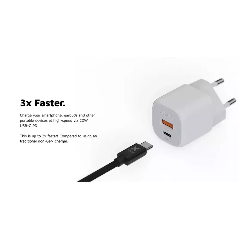 Wandladegerät Xtorm 20W GaN² Ultra — 20 W, USB-C, für den Innenbereich, weiß