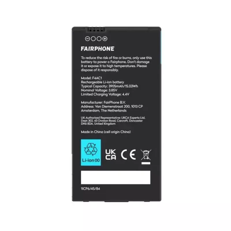 Batterie Fairphone F4BATT-1ZW-WW1 Schwarz 46,8x91,9x6,2mm