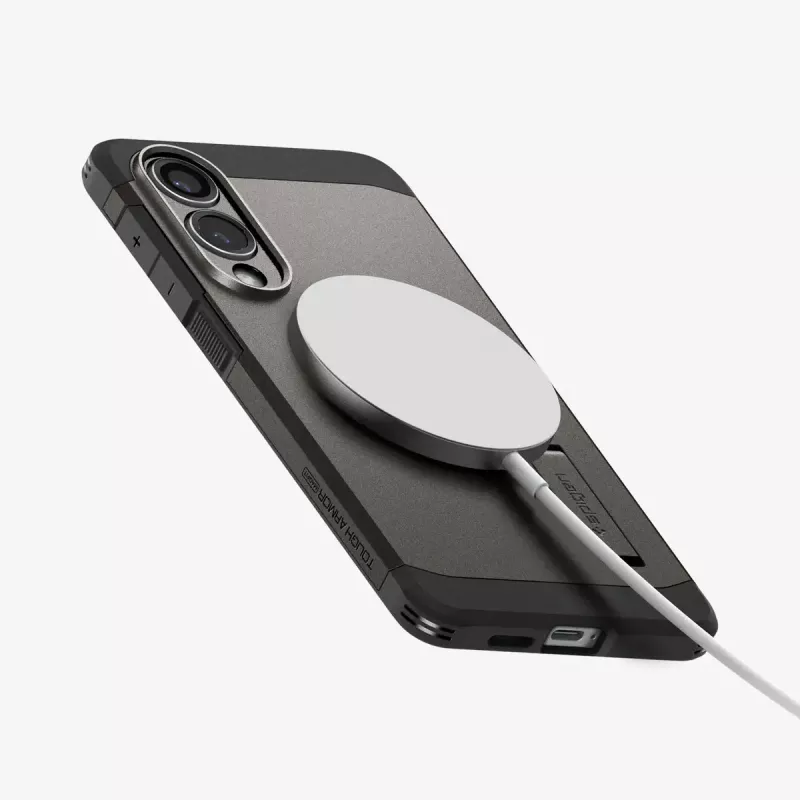 Abdeckung Spigen Galaxy S25 Edge Tough Armor AI MagFit Gunmetal