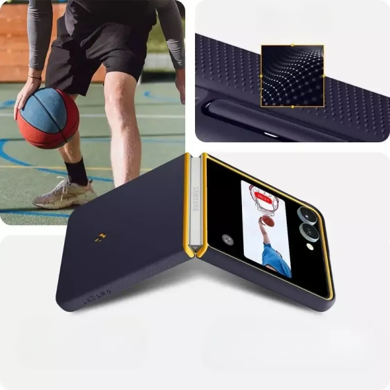 Schutzhülle Spigen Nano Pop Mag für Samsung Galaxy Z Flip 7 — Blueberry Navy, MagSafe-kompatibel