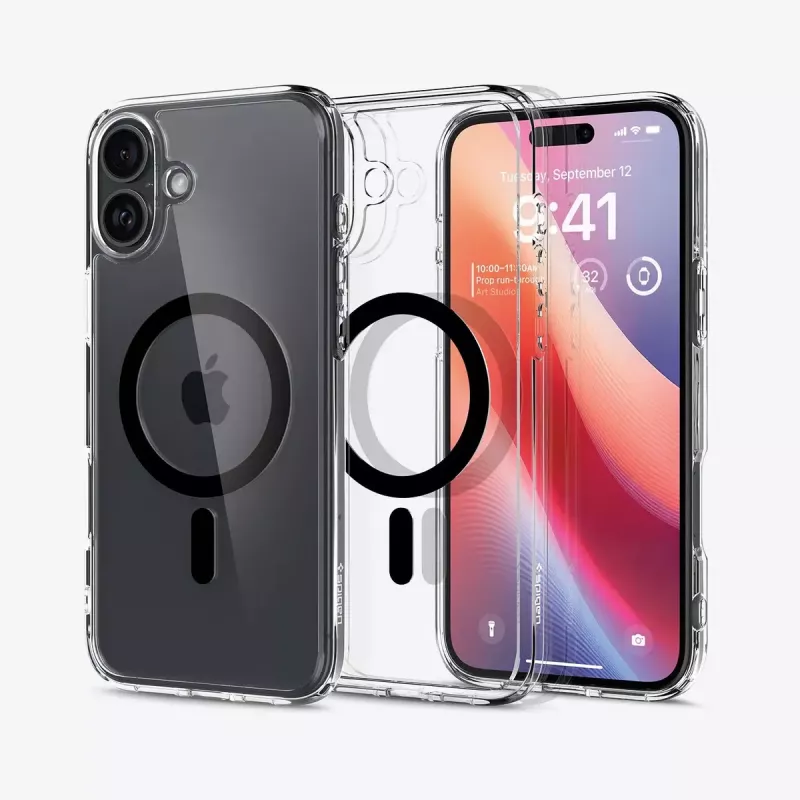 Spigen Ultra Hybrid (MagFit) Handyhülle Hülle Schwarz Transparent für iPhone 16 Plus
