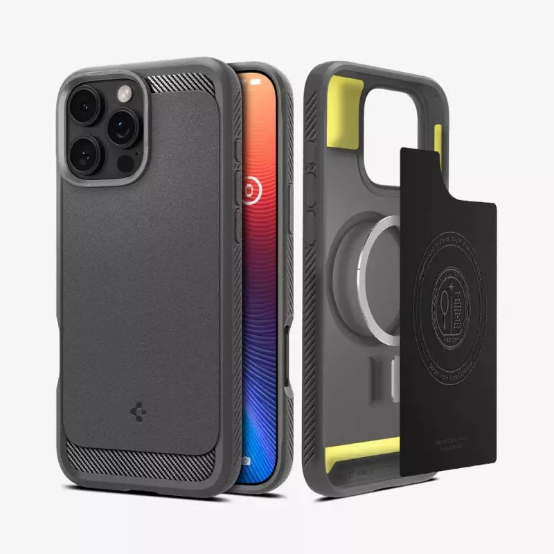 Spigen Rugged Armor MagFit Handyhülle Cover Grau 16 cm