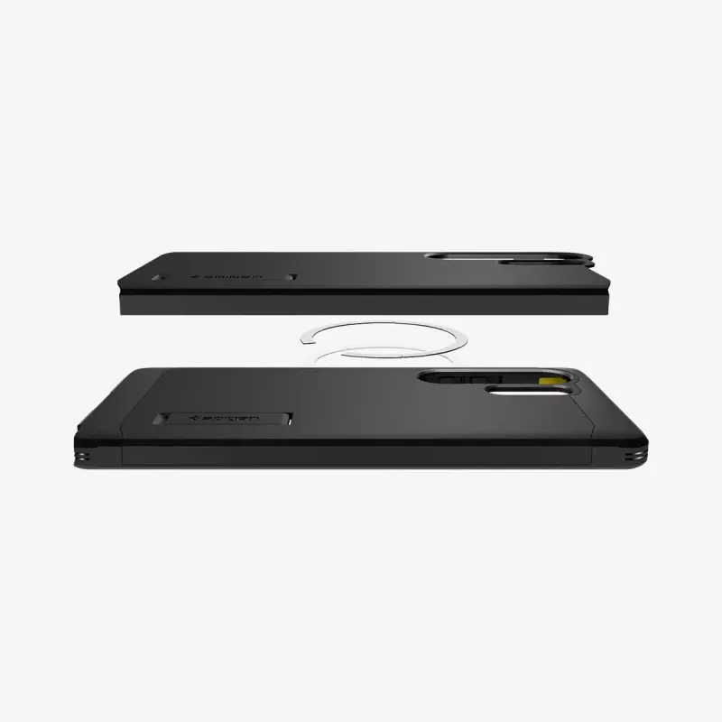 Abdeckung Spigen Galaxy S25 Ultra Tough Armor AI Schwarz Desktop-Ständer