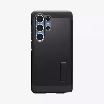 Abdeckung Spigen Galaxy S25 Ultra Tough Armor AI Schwarz Desktop-Ständer