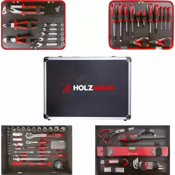 Werkzeugkasten Holzmann WZK119ECO — 119-teiliges Set, robustes Design