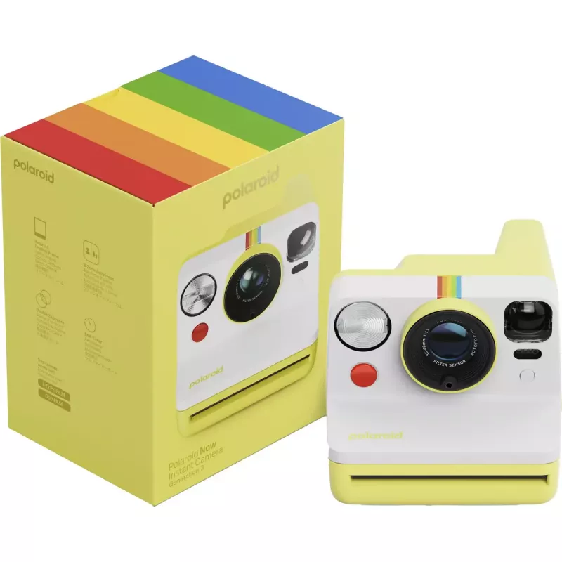 Sofortbildkamera POLAROID Now Gen 3 Gelb — Modell 9158, analoge Sofortbildkamera, integrierter Blitz