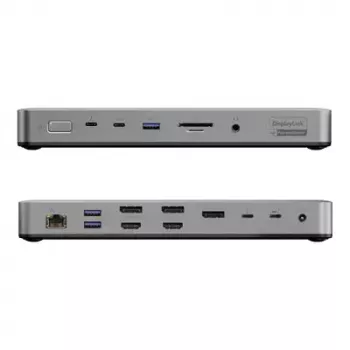 Laptop-Dock / Port-Replikator ALOGIC TB4DU4 — Kabelgebundenes Thunderbolt, 96 W, SD-/MicroSD-Kartenleser, 3,5 mm, Aluminium/ABS