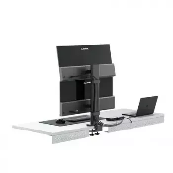 Monitorhalterung ALOGIC ED34VMSSGR Klemmstativ für Bildschirme bis 34 Zoll, Dual-Display, 12 kg Kapazität, grau