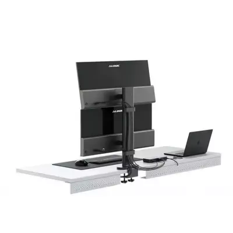 Monitorhalterung ALOGIC ED34VMSSGR Klemmstativ für Bildschirme bis 34 Zoll, Dual-Display, 12 kg Kapazität, grau