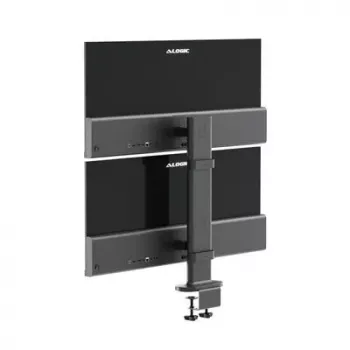 Monitorhalterung ALOGIC ED34VMSSGR Klemmstativ für Bildschirme bis 34 Zoll, Dual-Display, 12 kg Kapazität, grau