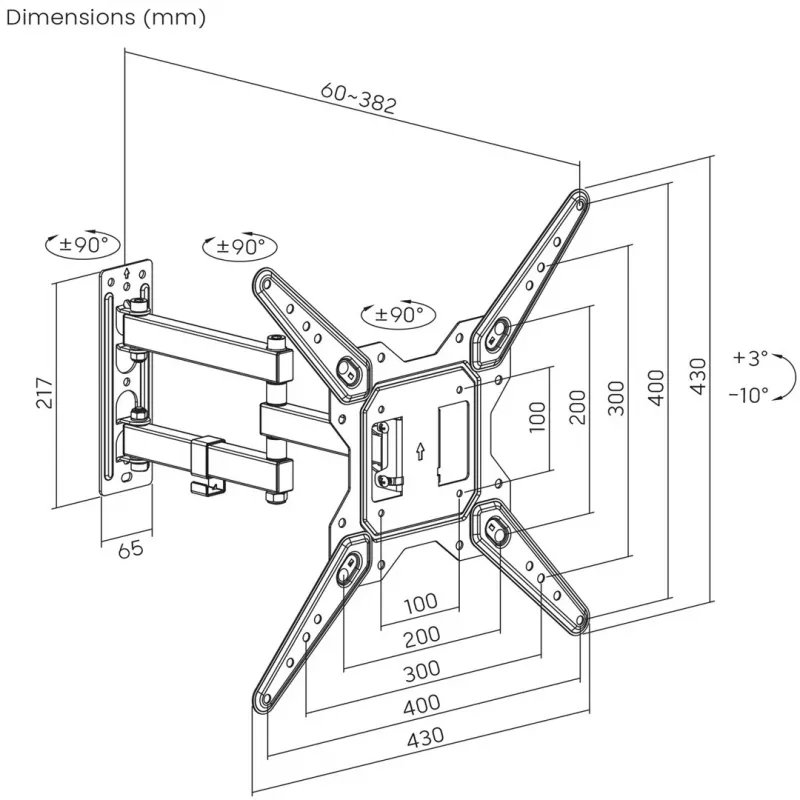 Maclean TV- oder Monitorhalterung, universal, max. VESA 400x400, 23-55, 30kg, schwarz, MC-701N