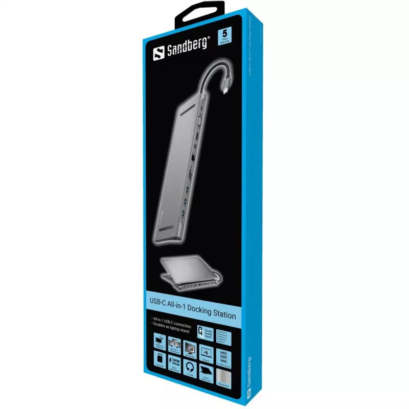 SANDBERG USB-C Dockingstation HDMI DP VGA SD USB USB-C