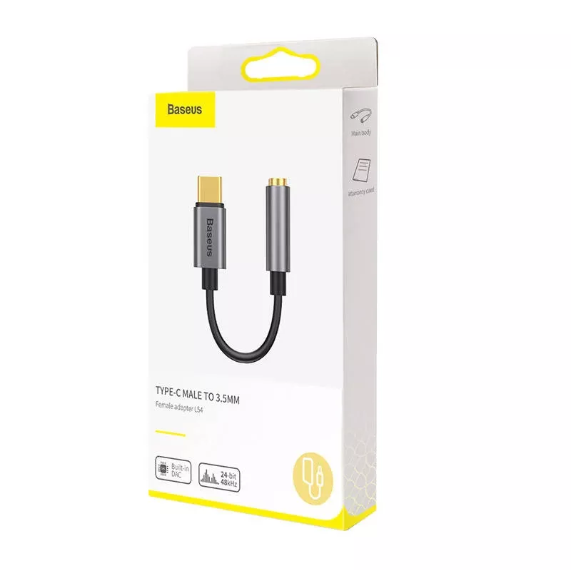 Baseus L54 Audio-Adapter USB-C + Miniklinke 3,5 mm (Schwarz+Grau)