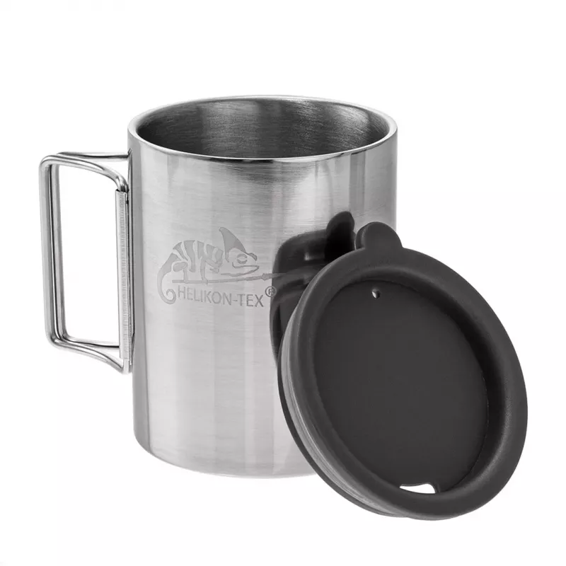 Helikon Thermobecher mit Deckel 250 ml Silber, Schwarz