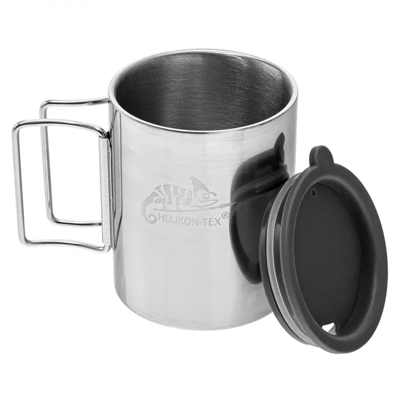 Helikon Thermobecher mit Deckel 250 ml Silber, Schwarz