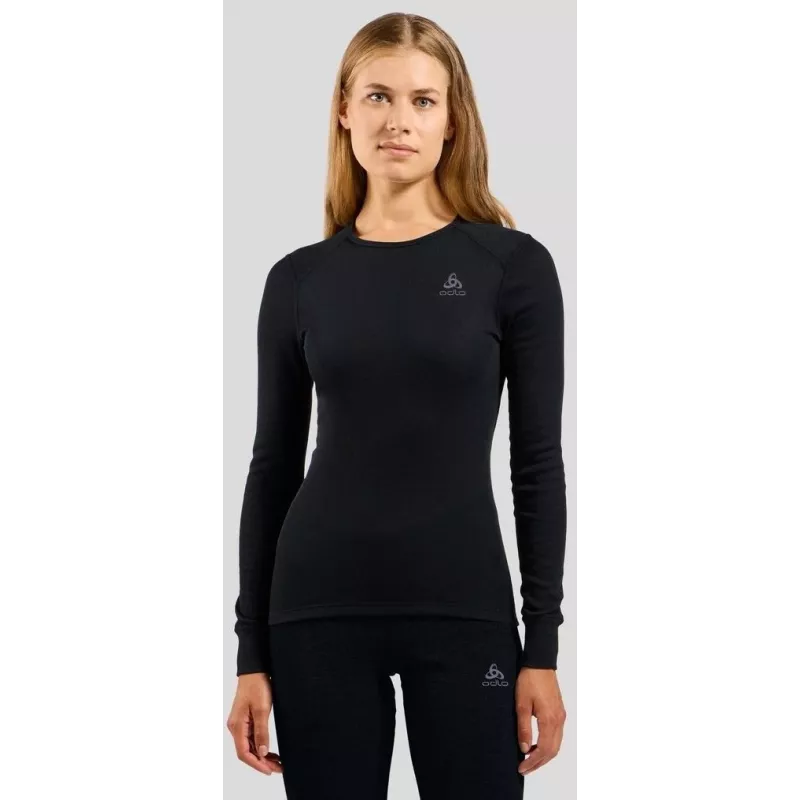 Odlo BL TOP Rundhalsausschnitt l/s ACTIVE WARM ECO Damen-T-Shirt, Größe S, schwarz