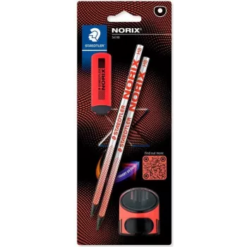 Graphitstifte aus Holz Staedtler Noris HB mit Radierer — silber-koralle, 2er-Set