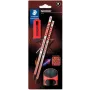 Graphitstifte aus Holz Staedtler Noris HB mit Radierer — silber-koralle, 2er-Set