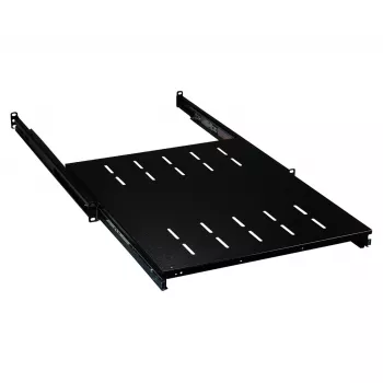 19 Zoll 1U Ausziehfach EFB Elektronik 350–450 mm Tiefe, 30 kg Traglast, für 600 mm Schranktiefe, einstellbare Front-/Rückmontage, Stahl RAL7035/RAL9005