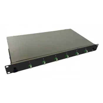 helos Glasfaser 19 Spleißbox 6 x LC/APC Duplex OS2, spleißfertig, schwarz