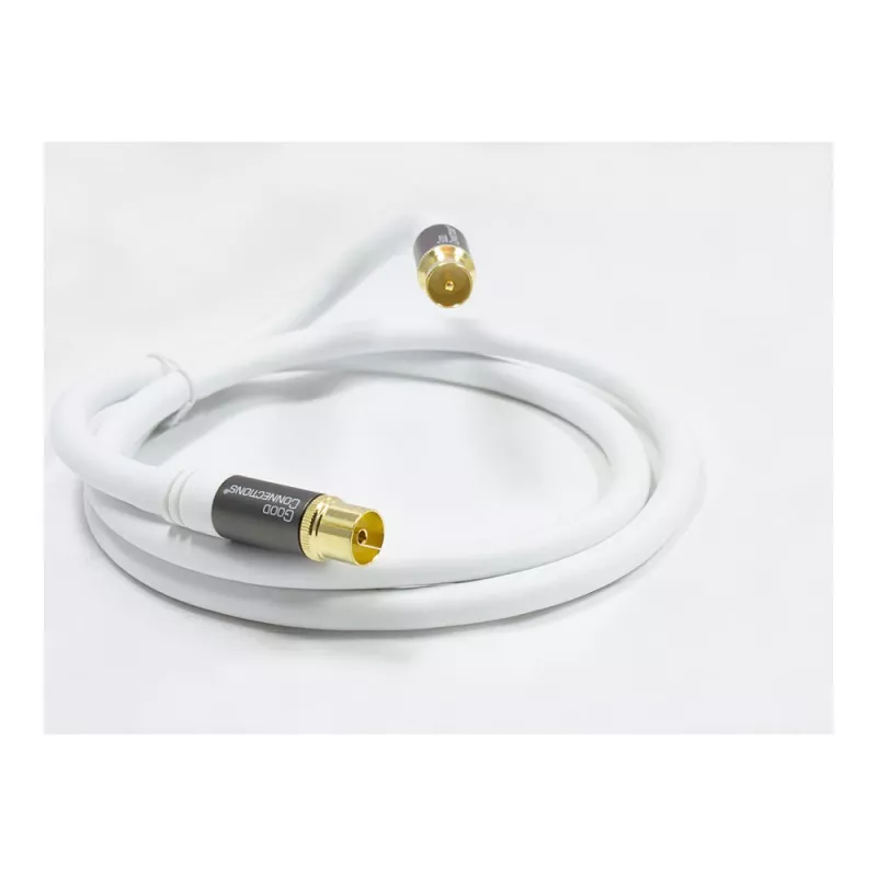 Antennenkabel SmartFLEX, IEC/Koax-Stecker auf Buchse, vergoldet, vierfach geschirmt, Schirmungsmaß 120 dB, Weiß, 1,5 m, Good Connections® (GC-M2042)