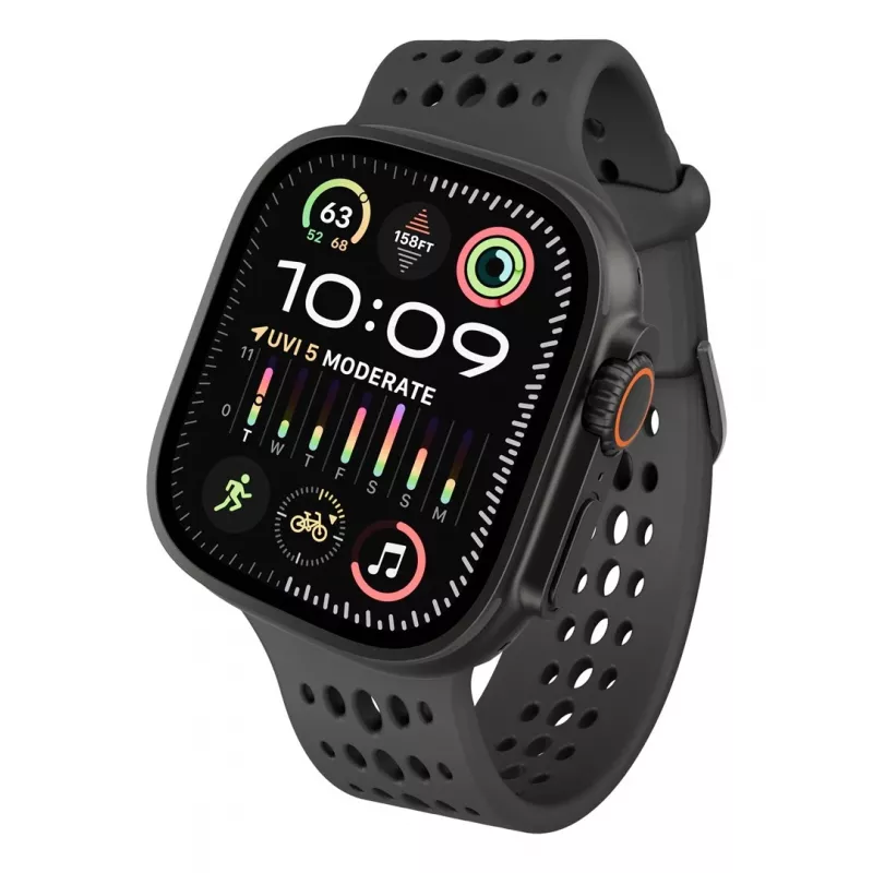 Decoded Silicone Ares O Band - Silikonarmband für Apple Watch 44/46/49 mm (schwarz)