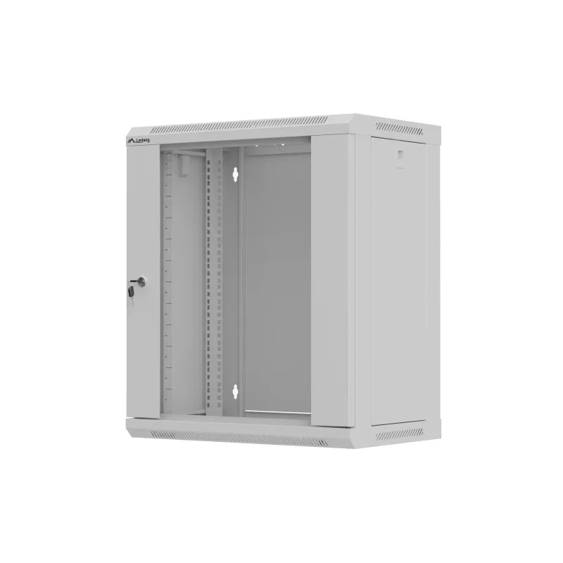 Rack-Schrank wandmontiert 19 Zoll 12HE 540x350 grau Glastür (flach Pack)
