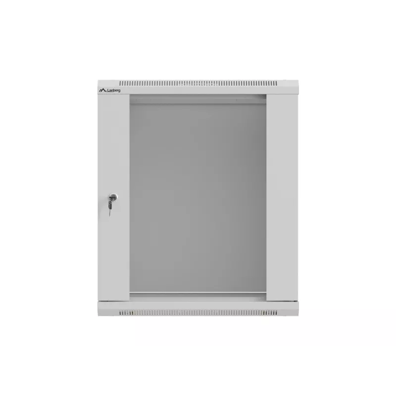 Rack-Schrank wandmontiert 19 Zoll 12HE 540x350 grau Glastür (flach Pack)