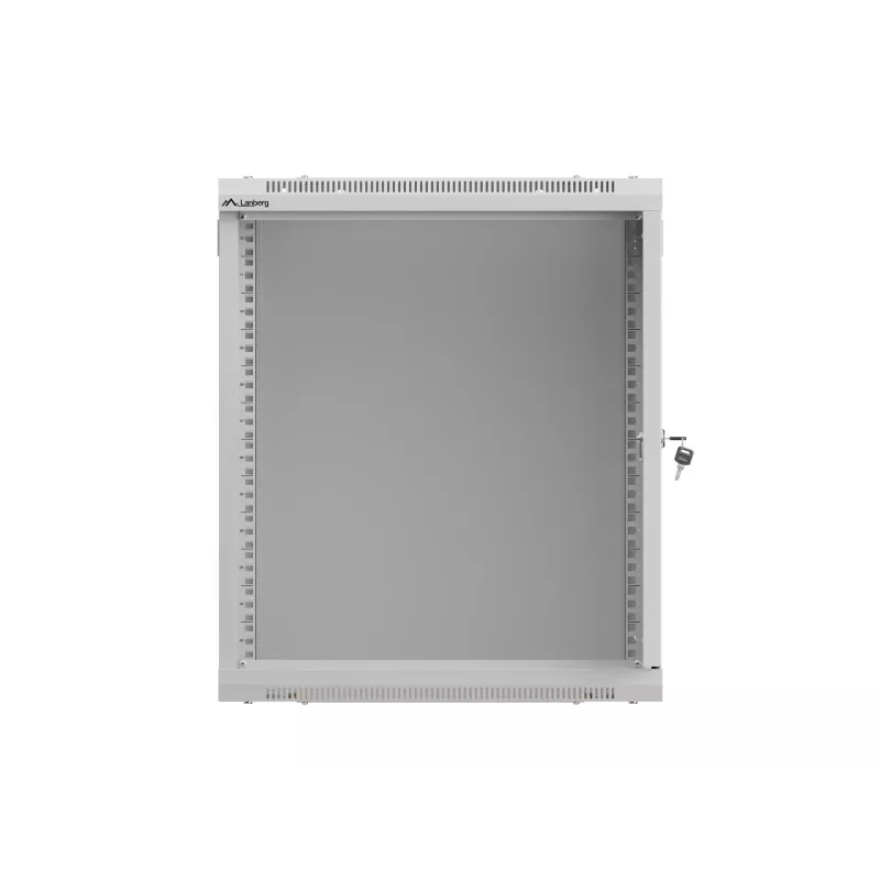 Rack-Schrank wandmontiert 19 Zoll 12HE 540x350 grau Glastür (flach Pack)