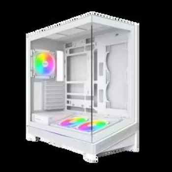 Montech Sky 3 PC-Gehäuse, Midi-Tower, ATX, ARGB, gehärtetes Glas – Weiß