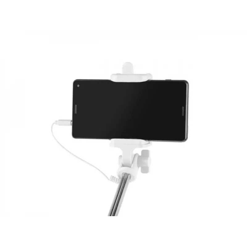 Selfie-Stick Monopod kabelgebunden weiß