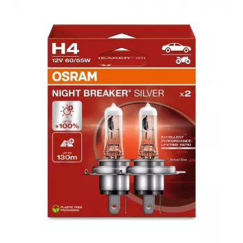 OSRAM NIGHT BREAKER SILVER H4 12 V 60/55 W, 2 Stück