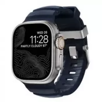 NOMAD Rocky Point Band - Armband für Apple Watch 46mm/49mm mit FKM und Titan (Atlantic, natürliche Hardware)