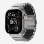 NOMAD Stratos Band - Titanarmband für Apple Watch 49mm mit FKM (naturfarbenes Titan, schwarzes FKM)
