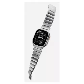 NOMAD Stratos Band - Titanarmband für Apple Watch 49mm mit FKM (naturfarbenes Titan, schwarzes FKM)