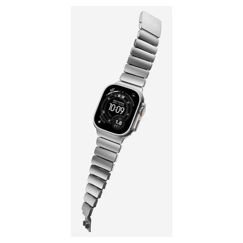 NOMAD Stratos Band - Titanarmband für Apple Watch 49mm mit FKM (naturfarbenes Titan, schwarzes FKM)