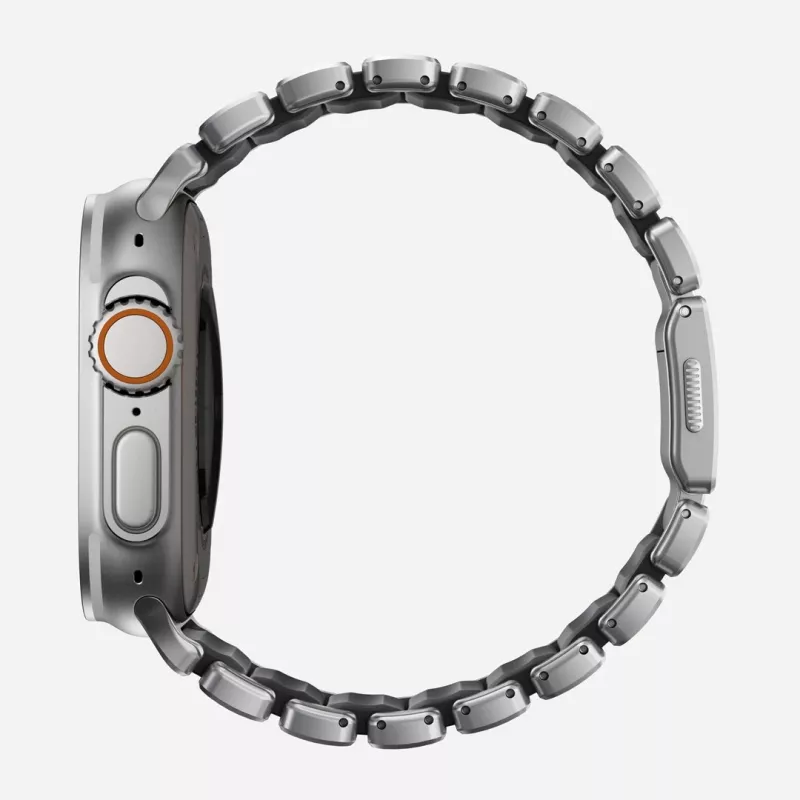 NOMAD Stratos Band - Titanarmband für Apple Watch 49mm mit FKM (naturfarbenes Titan, schwarzes FKM)