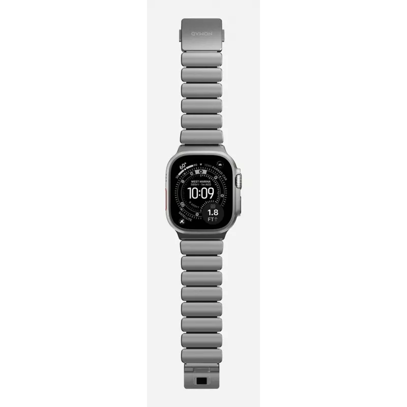 NOMAD Stratos Band - Titanarmband für Apple Watch 49mm mit FKM (naturfarbenes Titan, schwarzes FKM)